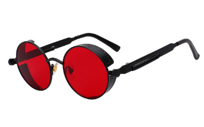 Austin Powers vintage round metal frame sunglasses with clear lenses, gold frames, and black temple tips. - Image 12