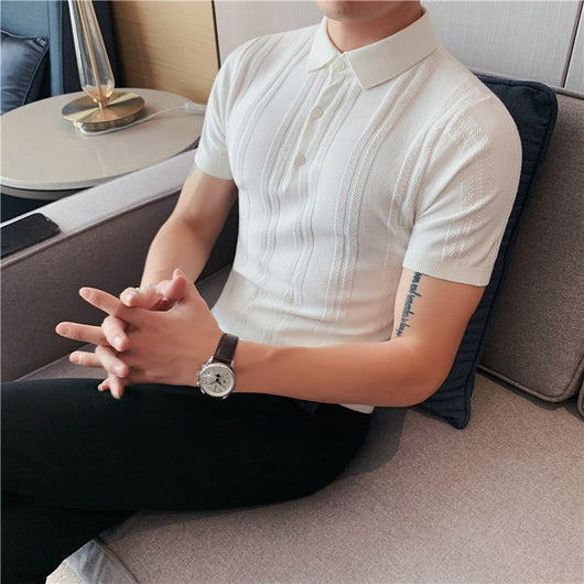 Polo Tejido de Manga Corta para Hombre con Textura y Elasticidad - Image 10