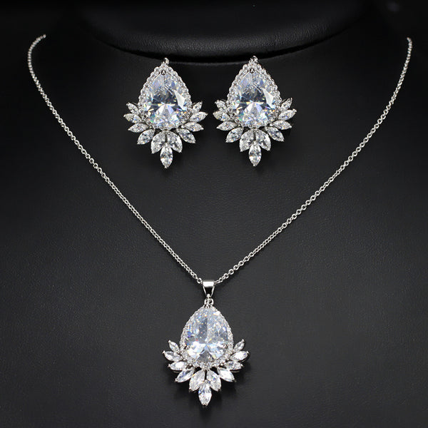Conjunto de Joias AAA para Noiva - Colar, Brincos e Pulseira de Luxo