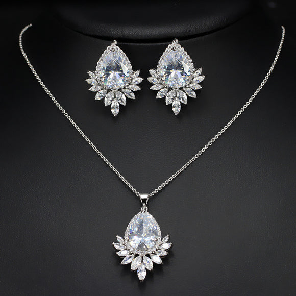 Conjunto de Joias AAA para Noiva - Colar, Brincos e Pulseira de Luxo