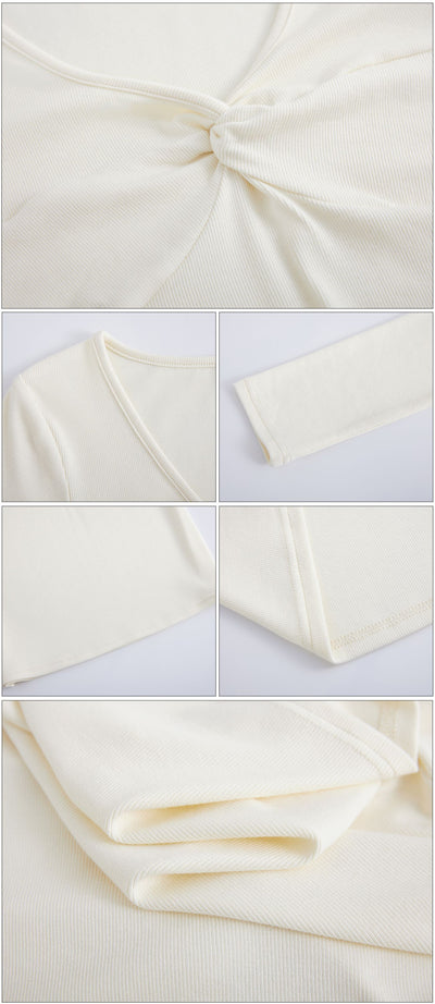 Blusa Elegante Escote Profundo con Nudo y Manga Larga - Image 14