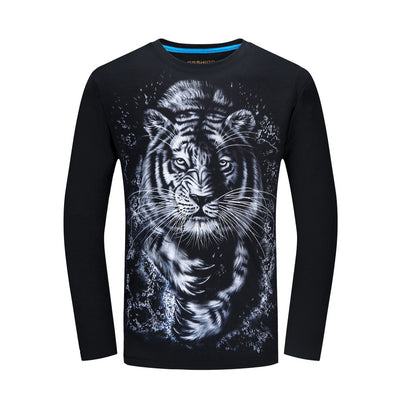 Playera de Manga Larga Estampado Tigre Blanco - Image 3