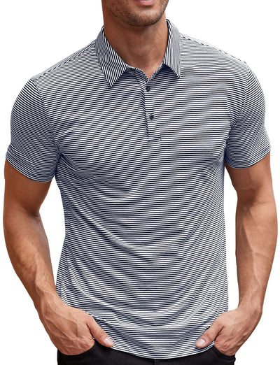 Camisa Hombre Rayas Contraste Manga Corta Suelta Verano - Image 8