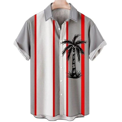 Camisa Casual Slim Estampado 3D Playa Manga Corta para Hombre - Image 33