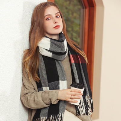 Bufanda Cálida de Cuadros Estilo Cachemira para Mujer - Image 19
