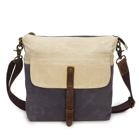 Bolsa de Lona Retro con Cuero - Maletín Impermeable Estilo Vintage para Hombre - Image 5