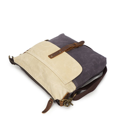 Bolsa de Lona Retro con Cuero - Maletín Impermeable Estilo Vintage para Hombre - Image 3