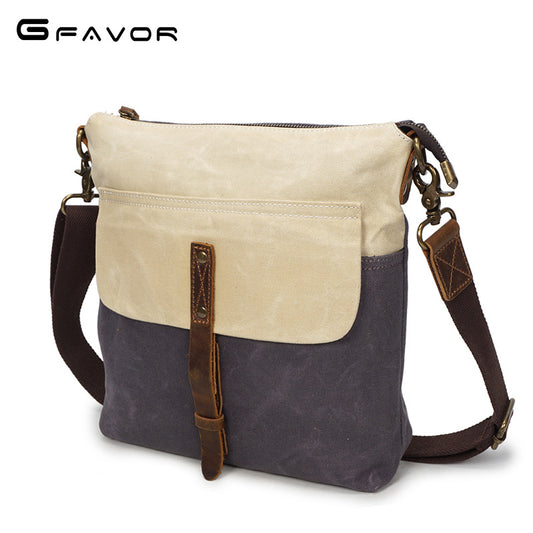 Bolsa de Lona Retro con Cuero - Maletín Impermeable Estilo Vintage para Hombre