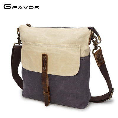 Bolsa de Lona Retro con Cuero - Maletín Impermeable Estilo Vintage para Hombre