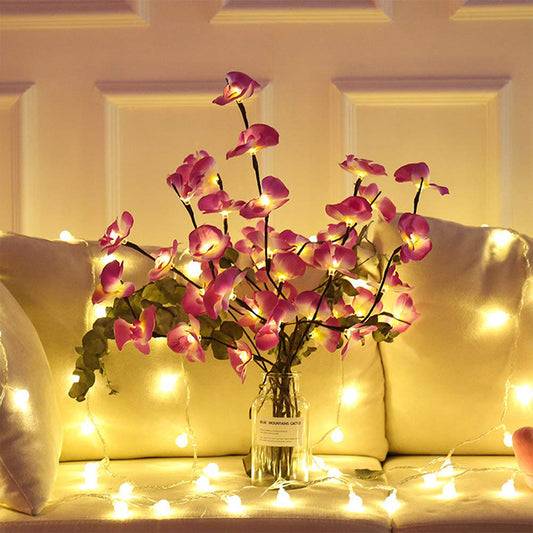 Rama Simulada de Orquídea Phalaenopsis con Luz LED - Image 2