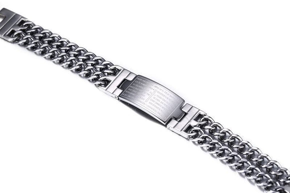 Pulsera de Fe para Hombre con Cruz y Grabado