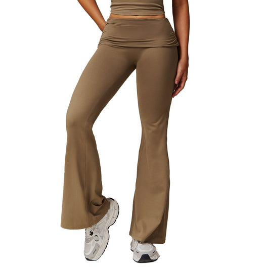 Pantalones Yoga Plisados Cintura Alta para Mujer - Diseño Acampanado Versátil - Image 3