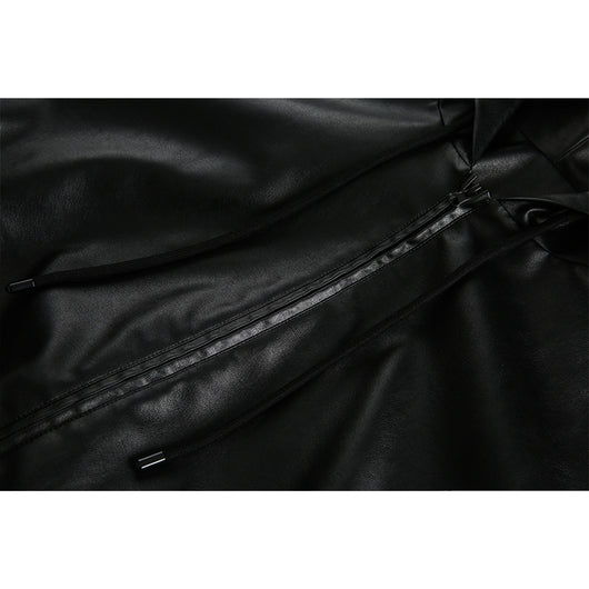 Chaqueta de Cuero Retro Americana con Capucha para Hombre - Image 15