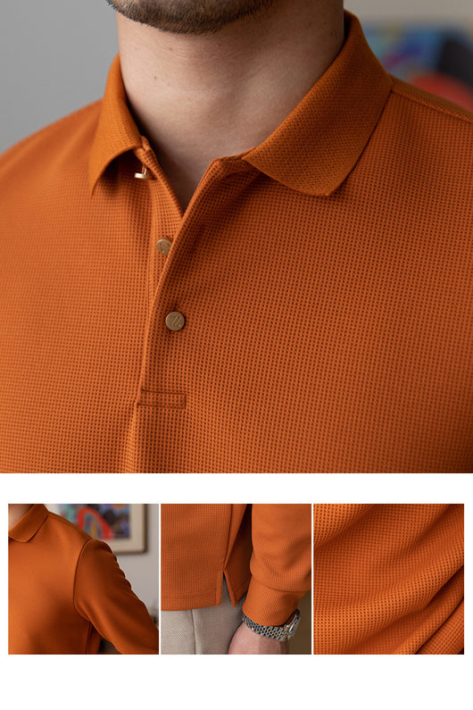 Polo Retro de Manga Larga Ajustado en Colores Sólidos - Image 31