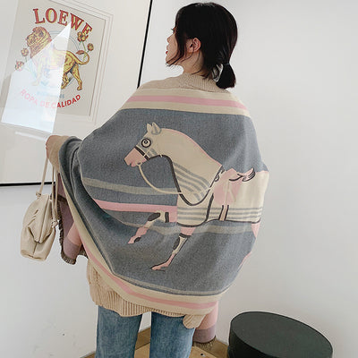 Bufanda de Cachemira Jacquard Reversible para Mujer - Image 15