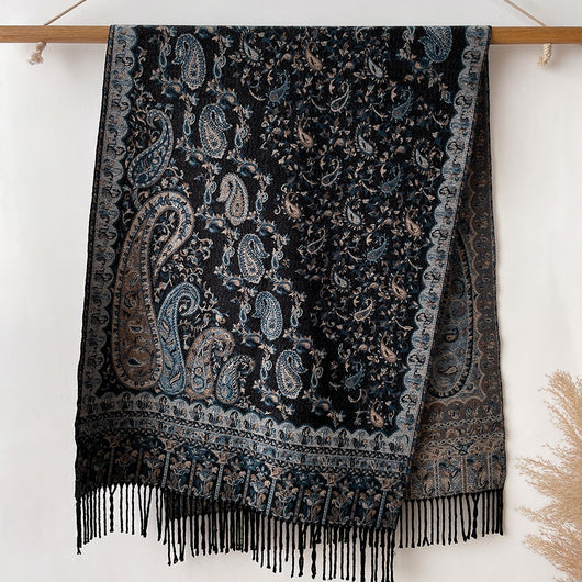 Pañuelo Étnico Retro con Estampado Jacquard y Motivos Paisley - Image 6