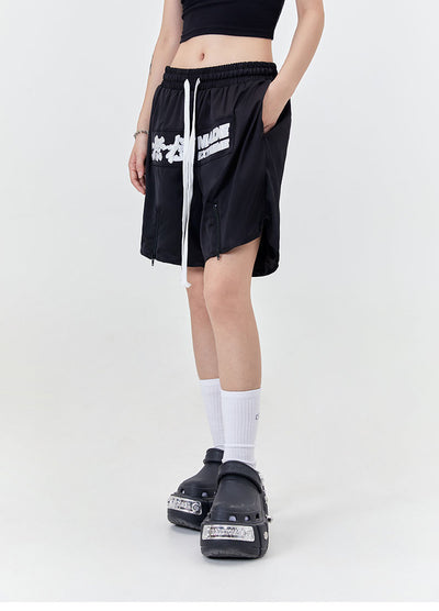 Shorts Retro Street Wuji con Letras - Estilo Urbano para Hombre - Image 3