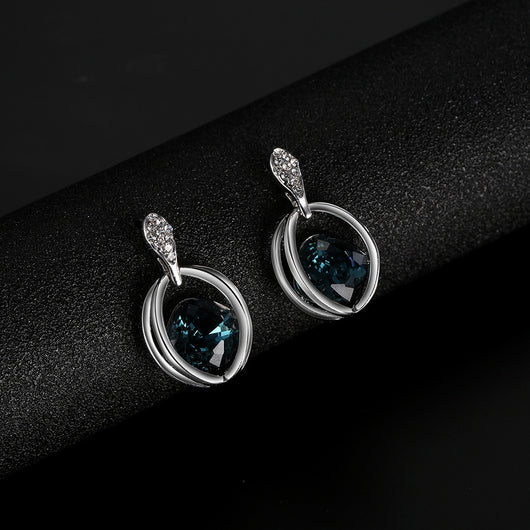 Silver-tone necklace and drop earrings set with blue cushion-cut crystals and clear accents, ideal for bridal wear. - Image 10
