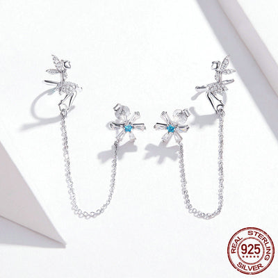 Aretes de Plata Esterlina con Diseño de Hada y Borla Delicada - Image 5
