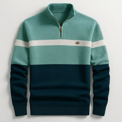 Suéter Pullover Ejecutivo con Cuello Alto y Cierre de Media Cremallera - Image 8