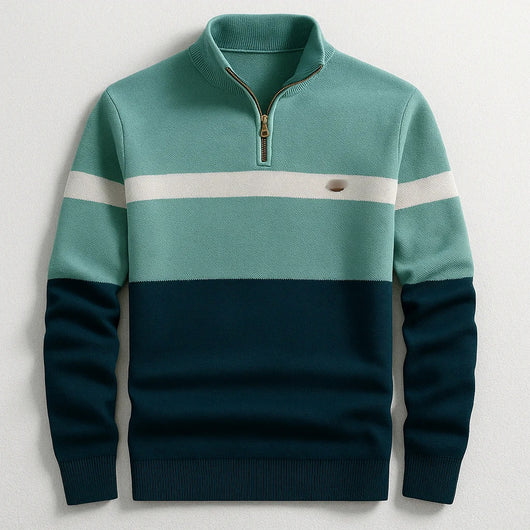 Suéter Pullover Ejecutivo con Cuello Alto y Cierre de Media Cremallera - Image 8