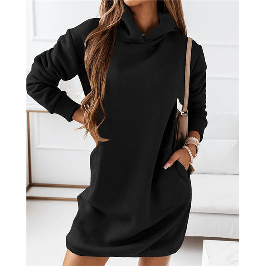 Vestido Largo Mujer con Capucha y Manga Larga - Diseño Minimalista - Image 19