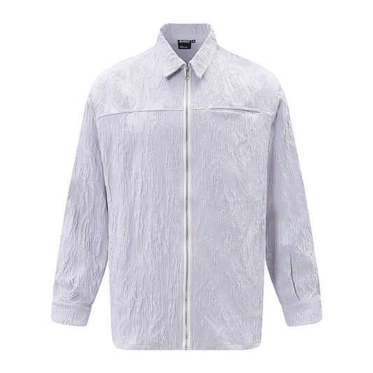 Camisa de Manga Larga con Textura Plisada