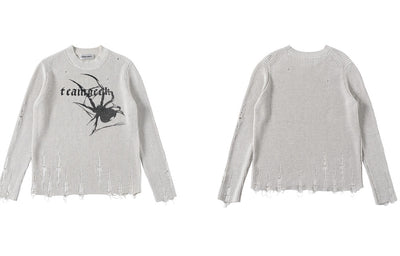 Suéter Holgado con Estampado Araña y Detalles Rotos - Image 12