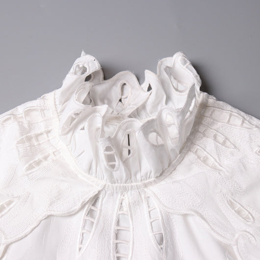 Camisa con Cuello de Pie y Detalles Recortados - Image 2