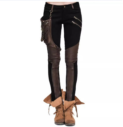 Pantalones Lápiz Patchwork Punk Rock para Mujer - Estilo Callejero - Image 9