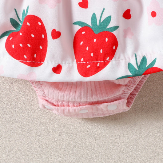 Enterizo Infantil Estampado Fresas con Moño sin Mangas para Verano - Image 8