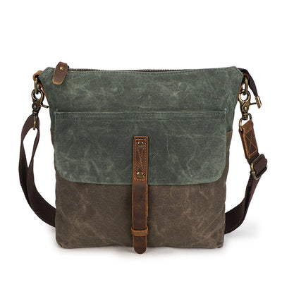 Bolsa de Lona Retro con Cuero - Maletín Impermeable Estilo Vintage para Hombre - Image 4