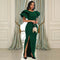 Plus Size Green Evening Dress with Elegant Slit