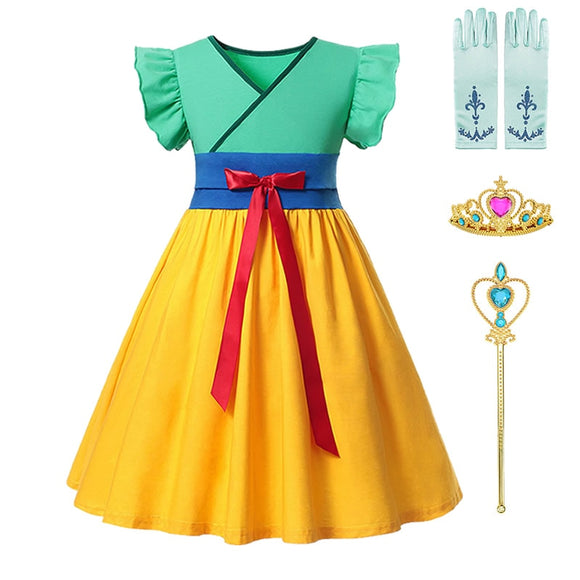 Vestido Princesa Infantil de Algodón para Niñas