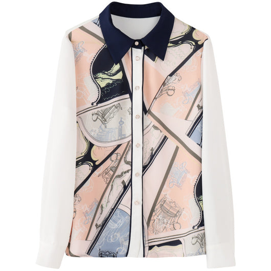 Camisa Cardigan con Estampado de Solapas