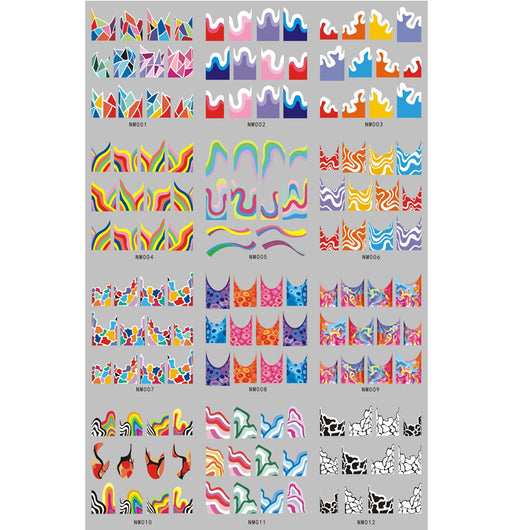 Stickers de Uñas con Diseño de Líneas Abstractas y Cintas Acuarela - Image 5