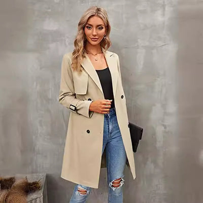 Abrigo Elegante Doble Fila Ajustado para Mujer - Image 3