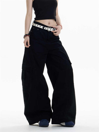 Pantalones Overol Cargo Mujer Cintura Alta Pierna Ancha Bolsillos Múltiples - Image 7