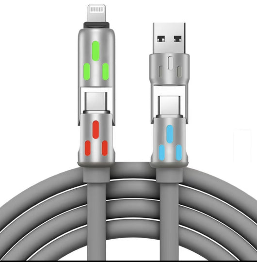 Cable de Carga Rápida 4 en 1 con Columna LED y Silicona Premium - Image 4