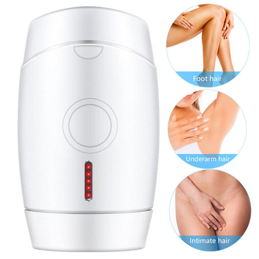 White home laser hair removal instrument with a sleek design, featuring a circular control button and red indicator lights. - Image 6