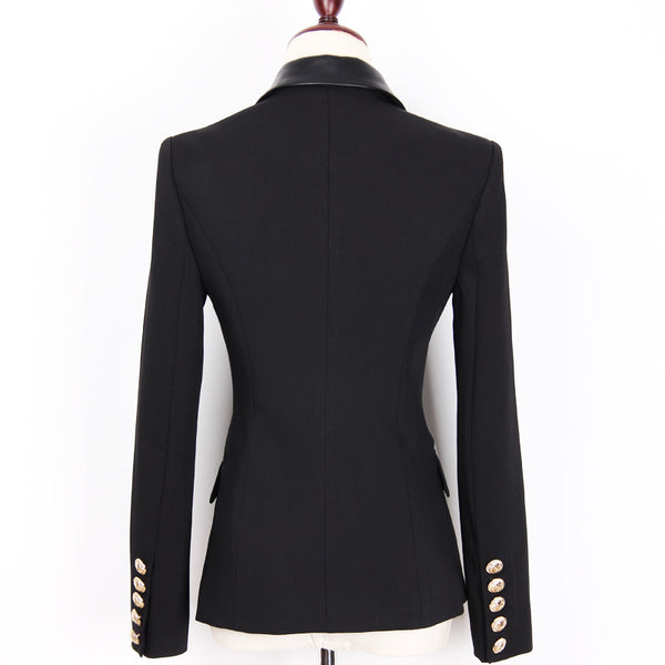 Blazer de Cuero PU con Costuras Reforzadas