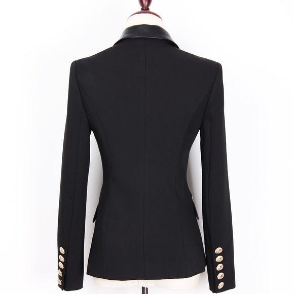 Blazer de Cuero PU con Costuras Reforzadas