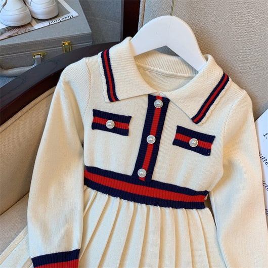 Vestido Tejido Preppy Otoñal para Niñas - Image 5