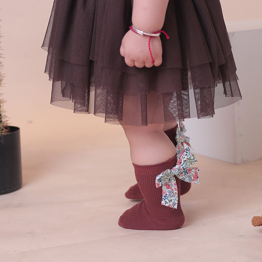 Calcetines Cortos con Moño Floral