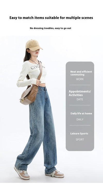 Pantalones Vaqueros de Cintura Alta y Pierna Ancha para Mujer - Diseño Versátil para Primavera y Otoño - Image 9