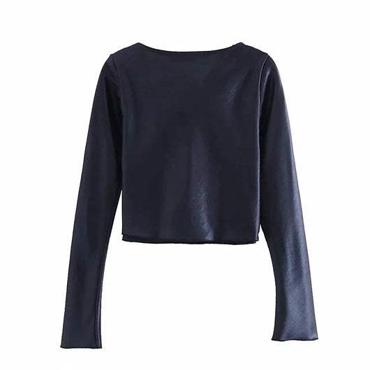 Conjunto Casual: Blusa Manga Larga + Falda de Satén - Image 12
