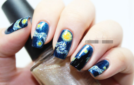 Calcomanías de Manicura Van Gogh Starry Night - 14 Stickers de Uñas con Efecto Fotocurado - Image 2
