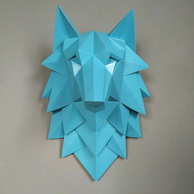 Escultura Abstracta de Cabeza de Lobo 3D - Decoración de Resina Artesanal para Pared - Image 3