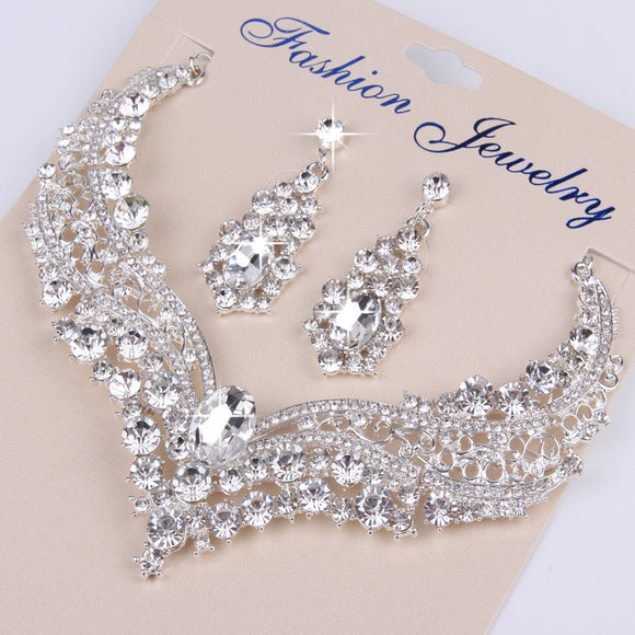 Collar de Cristal Grande con Diamantes de Aleación - Juego de Joyería Elegante
