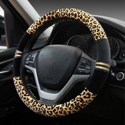 Funda Peluche para Volante de Auto Diseño Leopardo